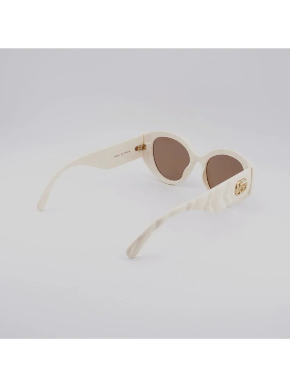 Gucci GG0809S 002 Sunglasses Ivory Cat Eye Frame, Brown Lenses